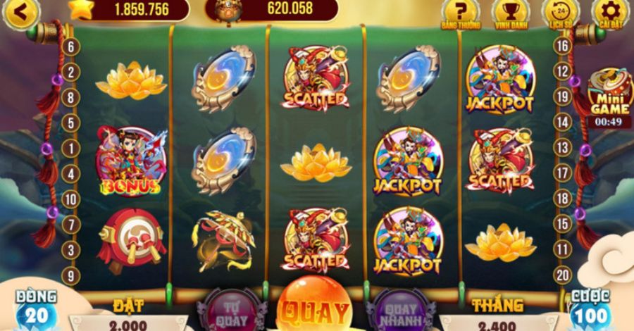 Game được thiết kế với 3 hàng và 5 cột với 30 dòng thắng khác nhau